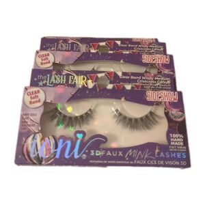 (3 Sets) ioni Lash Fair SIDESHOW 3D Faux Mink Lashes Handmade Soft Black